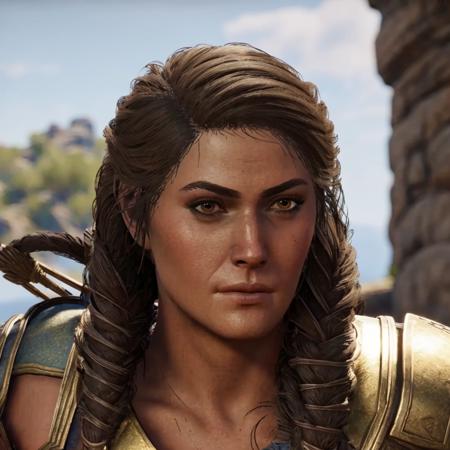 <lora:kassandra-10-loha:0.8>,[warrior woman with athletic body],[spartan],kassandra from Assassin's Creed Odyssey,[cool realistic female armour],[acient greek],[4k],[sharp image],[detailed] ,[beautiful realistic hair],[beautiful detailed skin],[brunette hair]