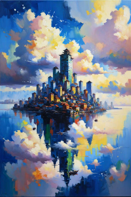 floating cityscape island