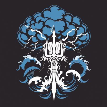 The sacred emblem of the Church of the Lord of Storms is a powerful symbol of authority and nature’s fury. It typically depicts a majestic blue-gray storm cloud, from which lightning bolts strike downward. Central to this imagery is a trident—an ancient weapon that represents the sea, storms, and violent power. Surrounding the trident and storm are often roaring winds and waves, symbolizing the church’s dominion over the elements. This emblem reflects the raw, untamable forces of nature, blending the church’s themes of might, control, and destruction.