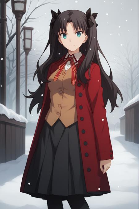 <lora:TohsakaRin-v1-07:0.7>, ChopioTohsakaRin, black hair, long hair, two side up, parted bangs, hair ribbon, aqua eyes, looking at viewer, (thick thighs:0.7), medium breasts, outfit_1, red coat, buttons, collared shirt, neck ribbon, brown vest, black skirt, long skirt, pleated skirt, black pantyhose, outfit_1, white shirt, collared shirt, neck ribbon, brown vest, black skirt, pleated skirt, long skirt, black pantyhose, outfit_2, red sweater, turtleneck, cross, long sleeves, black skirt, pleated skirt, zettai ryouiki, black thighhighs, hair down, messy hair, outfit_3, nightgown, ruffles, outfit_4, white blouse, spaghetti straps, midriff, black skirt, pleated skirt, black thighhighs, zettai ryouiki,