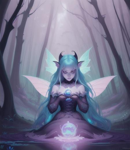 witch, digital painting, dreamlike, intricate details, sharp focus, trending on artstation, art by lois van baarle and loish and ross tran and rossdraws and sam yang and samis arts and artgerm, fairy tales, pixar, disney, dreamworks style, surrounded by magical fairies in a dreamlike forest,