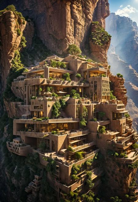 (The colonial city of the future, in the mist-filled Grand Canyon, on an unknown Earth-like planet, 2 moon on sky, Spaceship flight connects colonies, waterfulls:1.3), (Machu Picchu, a mountain settlement, incredibly spectacular:1.2), (Mario Botta:1.3), (avant-garde, future, reality, science fiction, photorealistic), (modern architecture:1.2), 
(Large Files, Ultra Realistic, 8K, 16k, FHD, HD, VFX, Perfect, Photography, composition, Architecture Sales Photography, Architecture Competition, Ultra High Resolution, Cinematography, High Resolution Image:1.1), (dramatic lighting, direct sunlight, ray tracing, clear shadow:1.2),  (real landscape:1.1), (blurred background:1.0), (urban background, more_details) ,
ac_neg1, great lighting, clear, hillscastel, extrusionbuilding, vertical