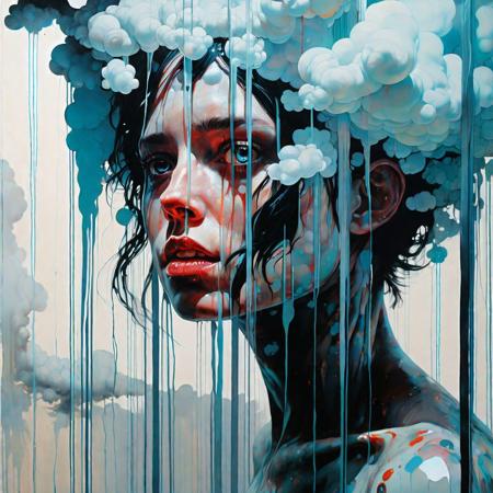 the inner strange is hidden behind curtains of failure and fear by Conrad Roset, Brandon Kidwell, Andreas Lie, Dan Mountford, Agnes Cecile, Jeremy Mann, oil and ink canvas, fine art, super dramatic light, amazing depth, hyperdetailed, iridescent water, misty clouds with intense electric energy, masterwork by head of prompt engineering <lora:add-detail-xl:1.3>