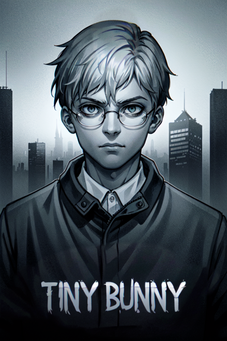 anton, looking at viewer, short hair, 1boy, white hair, closed mouth, monochrome, upper body, greyscale, male focus, glasses,  <lora:anton:0.5>,  <lora:LowRA:0.4>