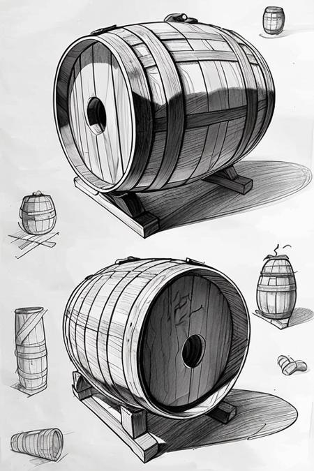 <lora:Drawing_Lesson:1> drawing lesson of barrel