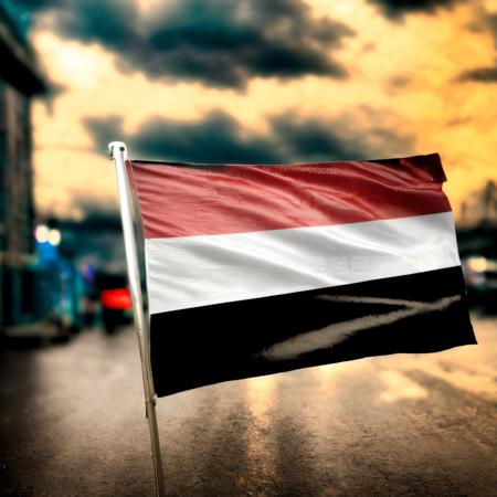 the Yemen  flag,YemenFlag,Hyperrealistic,Hyperdetailed,realistic,masterpiece,best quality,ultra realistic,High Detail,<lora:AsiaFlags01-000002:1>,Cinematic Lighting,in winter,rain,rainy days,cloudy,city,cityscape,street,