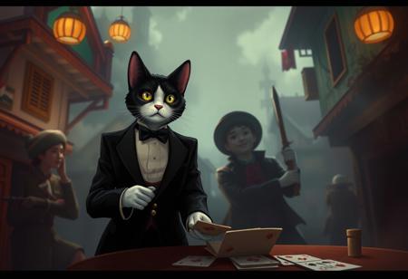 In the tumultuous era of the French Indochinese Revolution, a tuxedo cat named Cole finds himself leading an unlikely faction: the Feline Resistance Movement. As the secret weapon against French colonialism, he harnesses a mystical ability to travel through time. With the help of his band of clever cats, he must thwart a cabal of card players who manipulate historical events from the shadows.
When Cole discovers that the card players are altering key moments in history, jeopardizing the revolution's success, he devises a plan. Alongside his feline comrades, he leaps into moments that seem lost to the pages of time, rewinding the clock to crucial battles. During one daring mission, he encounters a bold Vietnamese revolutionary named Mei, who becomes an unexpected ally.
However, as their plan unfolds, Cole learns a shocking truth: one of the card players is a former leader of the Feline Resistance—betrayed by his own ambitions. With loyalty tested and time running out, Cole and Mei must outsmart not only their enemies but also the ghosts of their pasts to reclaim their future and ensure that history remains unaltered.