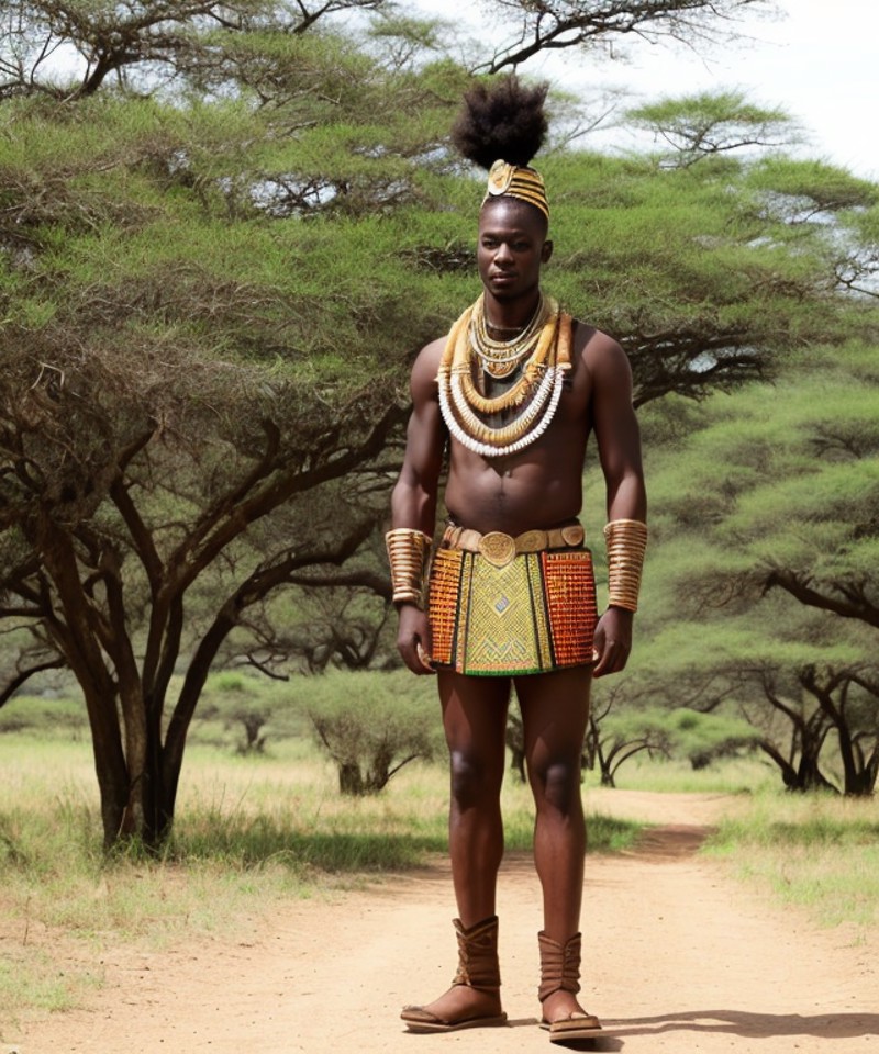 African Warrior Standing Tall And Proud outdoors