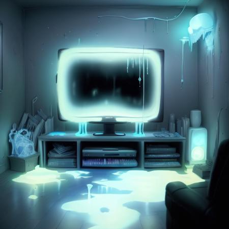 <lora:ectoV5:1> ecto a television, HDR, in a lounge room