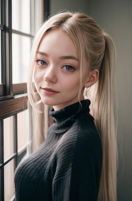 detailed and realistic portrait of beautiful (Alice01-100), sexy, 25yo, blonde_hair, blue_eyes, long_hair, closed_mouth, lips, smile, jewelry, wearing a black sweater turtleneck, looking_at_viewer, shot outside, soft natural lighting, portrait photography, magical photography, dramatic lighting, photo realism, ultra-detailed, intimate portrait composition, Leica 50mm, f1. 4,  <lora:add_detail:0.2>