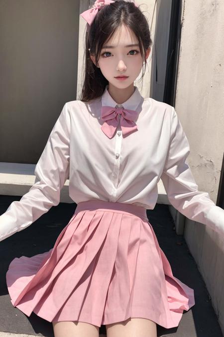 jk suit plaid skirt pleated skirt shirt bowtie