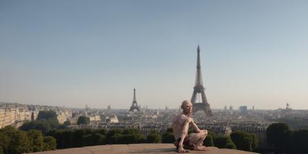 smeagol, standing in paris, eifel tower in the background, sharp, amazing, bokeh, canon dslr, realistic, movie still, side view <lyco:smeagol_v2.0:1>