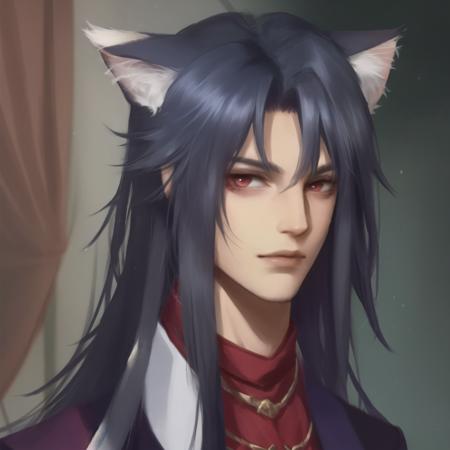 1boy, male focus, solo, long hair, cat ears, <lora:ImpastoH-000002:1>