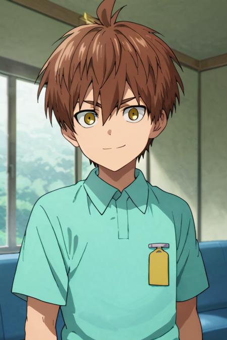 Child Emperor,Isamu,brown hair, yellow eyes,ahoge, Short hair spiky hair