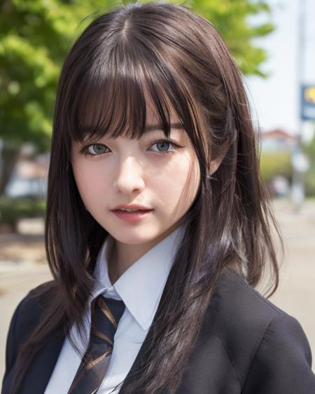 <lora:qiaoben2:0.8>,((8k, best quality, masterpiece:1.2),HashimotoKanna, best quality,realistic,realskin,1girl,outdoor ,beautiful,raw_photo,photo-realistic, black hair, school uniform,