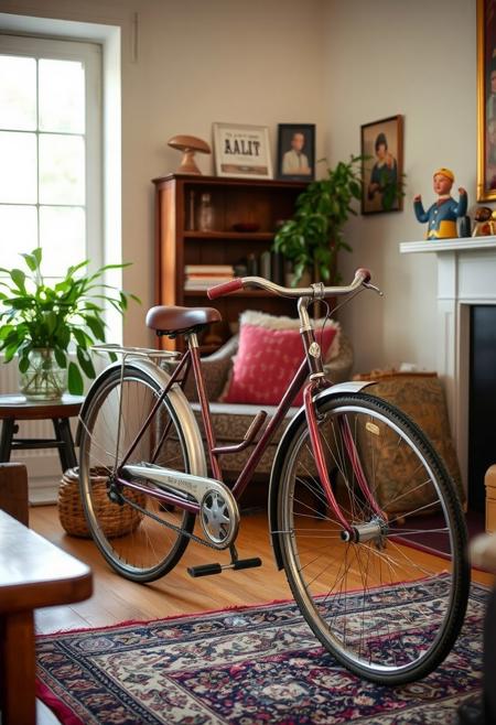 an Antique bicycle in my living room holand