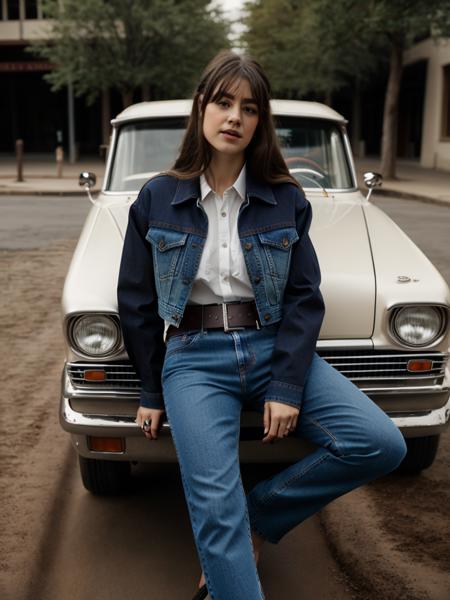 Realistic photo of a beautifuld41sy3dg4r woman,1girl,solo,long hair,brown hair,shirt,long sleeves,brown eyes,sitting,jacket,white shirt,open clothes,belt,pants,bag,open jacket,lips,black jacket,looking to the side,window,arm support,denim,ground vehicle,motor vehicle,jeans,handbag,realistic,unbuttoned,car, soft lighting, professional Photography, Photorealistic, detailed, RAW, analog, sharp focus, 8k, HD, high quality, masterpiece<lora:d41sy3dg4r:1.0>