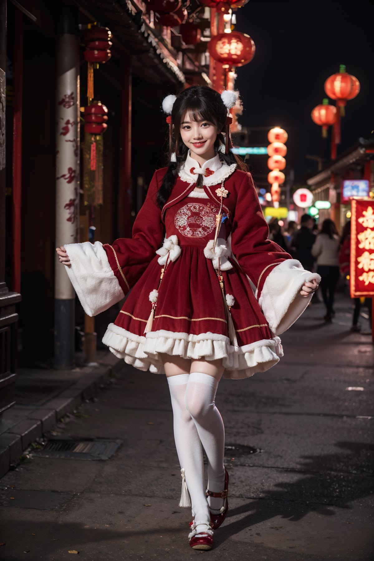 [Realistic] Chinese new year style dress | 农历新年风裙子（新中式/中式Lo裙） image by cyberAngel_