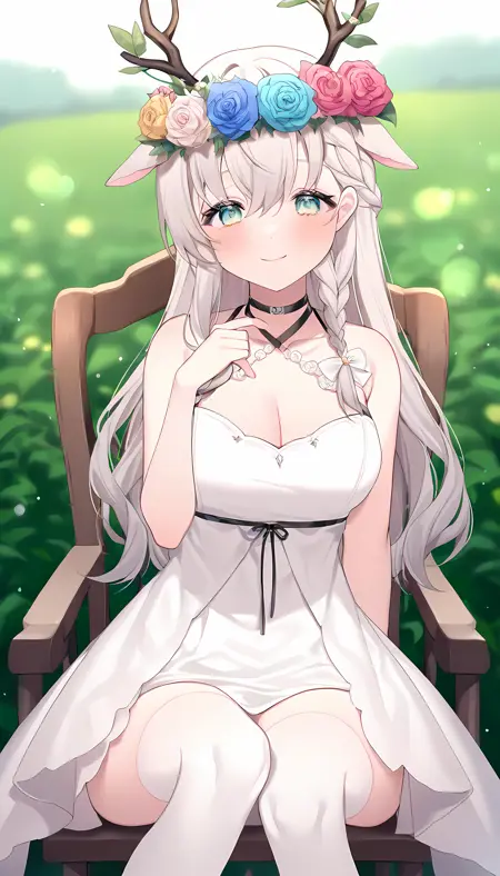 头上长着树枝的少女 A girl with branch on her head