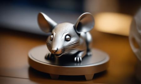 cinematic film still <lora:silvercarvingcd_xl-000005:0.3>,a handmade model toy of a rat made of (silvercarvingcd_xl,silver carving,shiny:1.3) in office,no humans,long-focus,tilt-shift,indoors,full body,chinese zodiac,wooden table,cutie,cute,still life,animal statue,front view,facing viewer,looking at viewer . shallow depth of field, vignette, highly detailed, high budget, bokeh, cinemascope, moody, epic, gorgeous, film grain, grainy, 8K, HDR, UHD, masterpiece, best quality, highly detailed, high resolution, finely detail, extremely detailed, ultra detailed, wallpaper