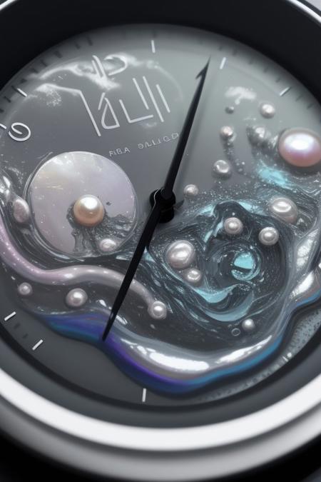 lazypos,aesthetic,extremely aesthetic,masterpiece,flowing,pool of liquid,overflowing,made of l1qu1dp34rl,metal,pearl,liquid pearl,pearlescent,pastel colors,rainbow,watch,no human,pocket watch,watch face,clock face,close up,macro photography,macro photo,liquid,filled,filled with liquid,liquid pouring from watch,oozing,<lora:liquidpearlXL_r1:1>,