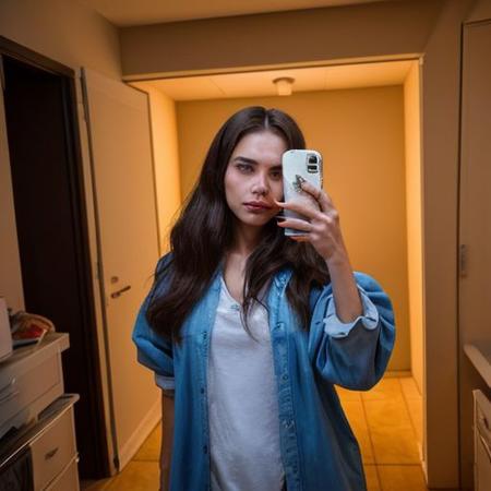 A selfie style photo of the last 25 year old woman from the last day of human kind on earth, extremely detailed, apocalypse, end of times