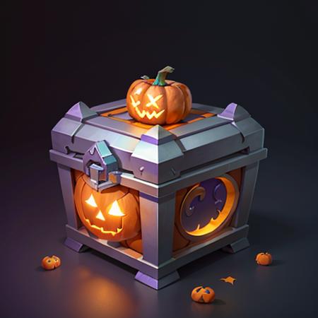 best qualitysymmetry,realistic, hason_chest_v1.0,Pumpkin, Halloween, bat, pumpkin head, cane man, ghost, tangerine, purple,bright,golden