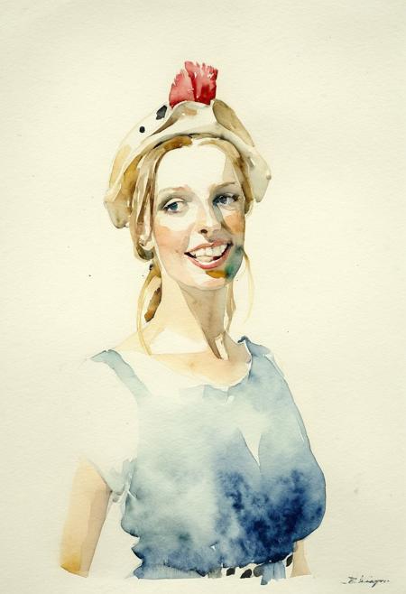 Facial expression style, (watercolor:1.3), (Gil Elvgren:1.1), ((clever pirate)) Greek female (cute:1.4), (sagging empty breasts:0.7), (Andrew Wyeth:0.4)