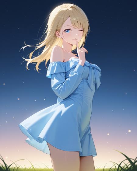 Blue off-shoulder short dress v2.0