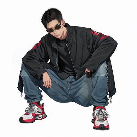 balanciaga, 1boy wearing a jacket, pants and sneaker