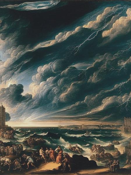 <lyco:Tintoretto:1.0> Tintoretto's titanium-tinted thunderstorm