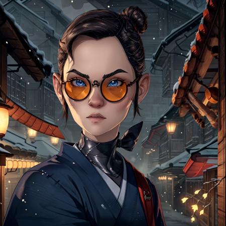 ((masterpiece:1.2, perfect, best work, very detailed illustration)), 1 girl, anime, solo, (MizuBES, long hair, mature female, hair bun, tied hair, sunglasses,  round eyewear, blue eyes:0.8, samurai, upper body),  (sword, sheath, holding sheath,  holding sword), blood, looking at viewer, japanese clothes,  beautiful,  (perfect face, pretty eyes, good hands, perfect hands, perfect body), intricate, very realistic, photorealistic, 8k, 8k uhd, highly detailed, <lyco:GoodHands:1.2>, <lora:more_details:0.6>, <lora:MizuBlueEyedSamurai-10:0.8>