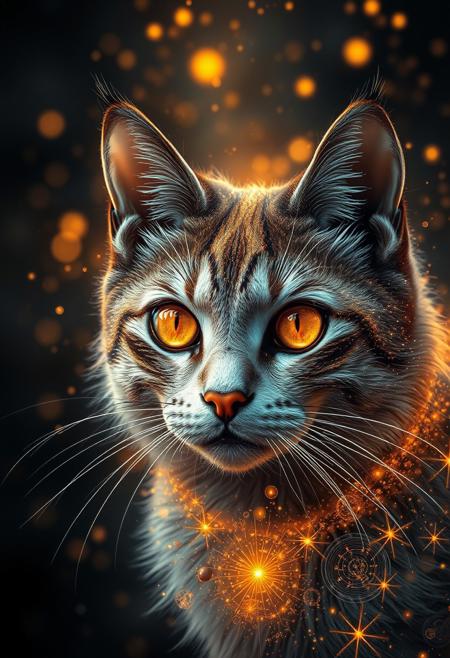 (Soft Lighting Photography by Mimoza Veliu and Mario Giacomelli:1.2), photo of a cat, official art, unity 8k wallpaper, ultra detailed, beautiful and aesthetic, masterpiece, best quality, realistic, extremely detailed, dynamic angle, (zentangle, mandala, tangle, entangle), the most beautiful form of chaos, elegant, a brutalist designed, vivid colors, gold, romanticism, plasma flame, ice, flash, Sakura, by takato yamamoto, atmospheric,
