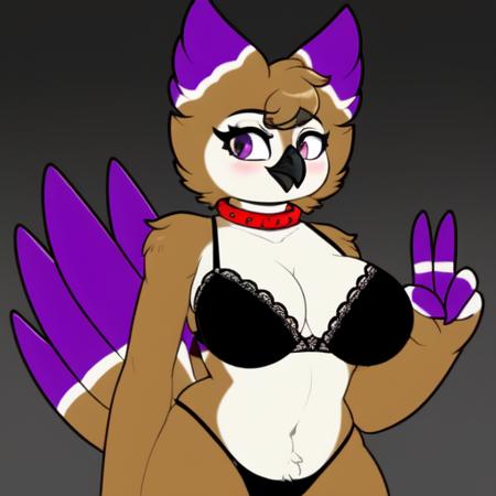 owl anthro female purple ears purple fingers