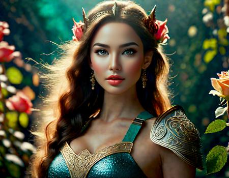 a young female barbarian warrior, highlights in hair, fantasy garden in the background, turquoise eyes, wearing a fantasy airy armour,  (one small rose in hair:1.2),  side light, rim lighting, studio lighting, ultra quality, sharp focus, film grain, Fujifilm XT3, crystal clear, 8K UHD, highly detailed glossy eyes, high detailed skin, skin pores,

(Gorgeous Photo:1.4) of (Ultra detailed:1.4), (photorealistic:1.4),( realistic:1.4),16k, masterpiece, ((ultra detailed:1.1)), (natural skin texture:1.3), (natural skin pores:1.3), 16k textures, cinematic look, intricate,(full body:1.8),
dark fantasy style art, 16k fantasy art, fantasy style art, epic fantasy style art, fantasy art style, in style of dark fantasy art, fantasy genre portrait,



 octane render, Unreal Engine 5, Cinematic, Color Grading, portrait Photography, Ultra-Wide Angle, Depth of Field, hyper-detailed, insane details, Photoshoot, Shot on 70mm lens, Tilt Blur, Shutter Speed 1/1000, F/22And, by aderek, by Pawel Tomczuk, 

