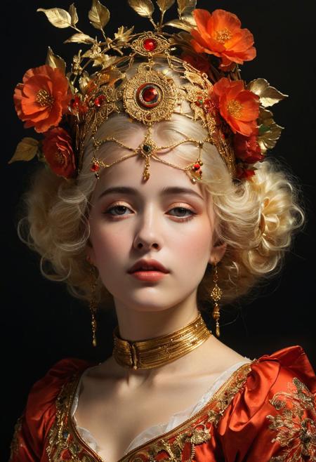 dynamic upper body profile view, (Evelyn Nesbit: 1.2) (oxygen-rich air and sheltered atmosphere,, aesthetic of hard - edge painting:0.2), symmetry and balance, pioneering unparalleled masterwork with superior details, <lora:MJ52:0.90> <lora:xl_more_art-full_v1:0.2> <lora:RMSDXL_Creative:1>,(skin texture),masterpiece, top quality, best quality, official art,highest detailed,,atmospheric lighting, cinematic composition,complex multiple subjects, 4k HDRvaporwave style , , cyberpunk, vibrant, neon colors, , highly detailed,,,Leica Q2 with Summilux 35mm f/1.2 ASPH, Ultra High Resolution, wallpaper, 8K,Rich texture details, hyper detailed, detailed eyes, detailed background, dramatic angle photo of a blonde veiled model, inspired by Maciej Kuciara, art photography, wearing translucent veils, elegant profile pose, dark photography, dramatic lighting, black background, deep shadows, chiaroscuro, (old russian folk light dress red ornaments:1.3) slim elegant russian girl folk hairstyle halo above head (icon style:1.2) gold hoops on the neck (confusion:1.2) russian ornaments bg illustration painting by gaston bussiere, (intricate details, masterpiece, best quality:1.4)
<lora:add-detail-xl:0.5> <lora:xl_more_art-full_v1:0.5>