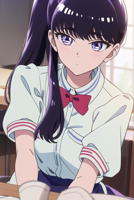 akiratachibana, <lora:akiratachibana-lora-nochekaiser:1>,
akira tachibana, long hair, bangs, black hair, (purple eyes:1.1),
BREAK skirt, shirt, bow, ponytail, short sleeves, puffy sleeves, bowtie, uniform, apron, red bow, blue shirt, waist apron, waitress, employee uniform,
BREAK looking at viewer,
BREAK indoors, classroom,
BREAK <lora:GoodHands-vanilla:1>, (masterpiece:1.2), best quality, high resolution, unity 8k wallpaper, (illustration:0.8), (beautiful detailed eyes:1.6), extremely detailed face, perfect lighting, extremely detailed CG, (perfect hands, perfect anatomy),