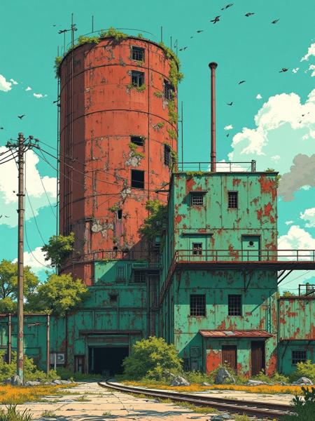 B_Old Industrial Area Scenes_Abandoned Factory Drawing v1.0