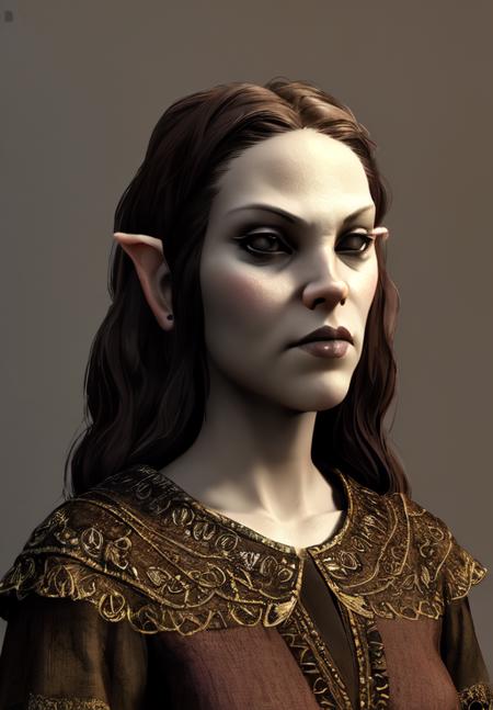 a woman, <lora:Dunmer-Female:0.8>, Dunmer-Female, 1girl, solo, portrait,, (masterpiece, best quality, absurdres, detailed, ultra-detailed:1.3), charming