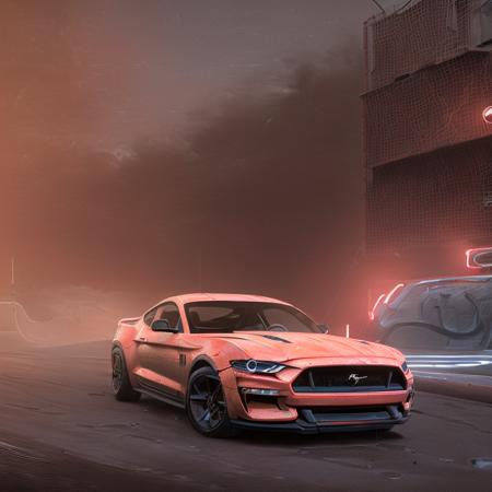 sport car Ford Mustang <lora:redshift:1.555> (redshift style:1.222), realistic photo. high detail 4k hd lighting render unreal engine 5 quality wallpaper with ray traced shadows volumetric dramatic ambient light dark cinematic movie still from the film ghost in shell 2001: a space odyssey by george lucas on artstation and mike winkelmann style