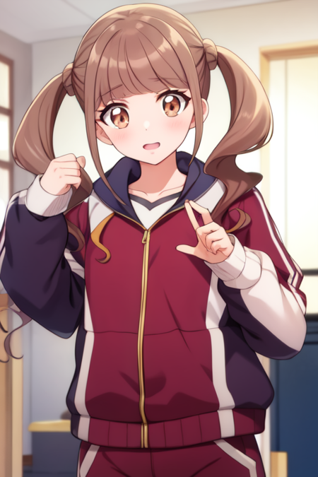 hiramitsuhinata, twintails, track suit, track jacket