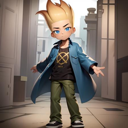 ((masterpiece, best quality)),(complex lighting), solo, full body, 1boy, johnny test, <lora:JohnnyTest1-10:0.8>,blue eyes, open clothes,