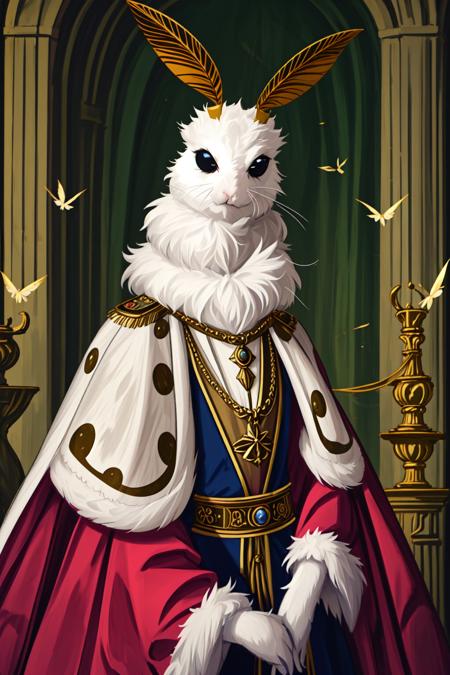 yomama_royal_animals (royal clothing/military uniform), necklace, cape, crown, staff