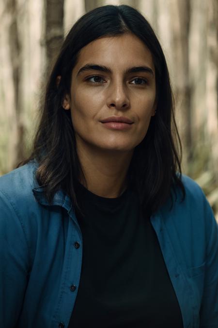 a woman in a blue shirt and black tee at a forest, detailed face, soft lighting, (high detailed skin:1.1)
<lora:alanna_masterson_lora_v01:1> alimas