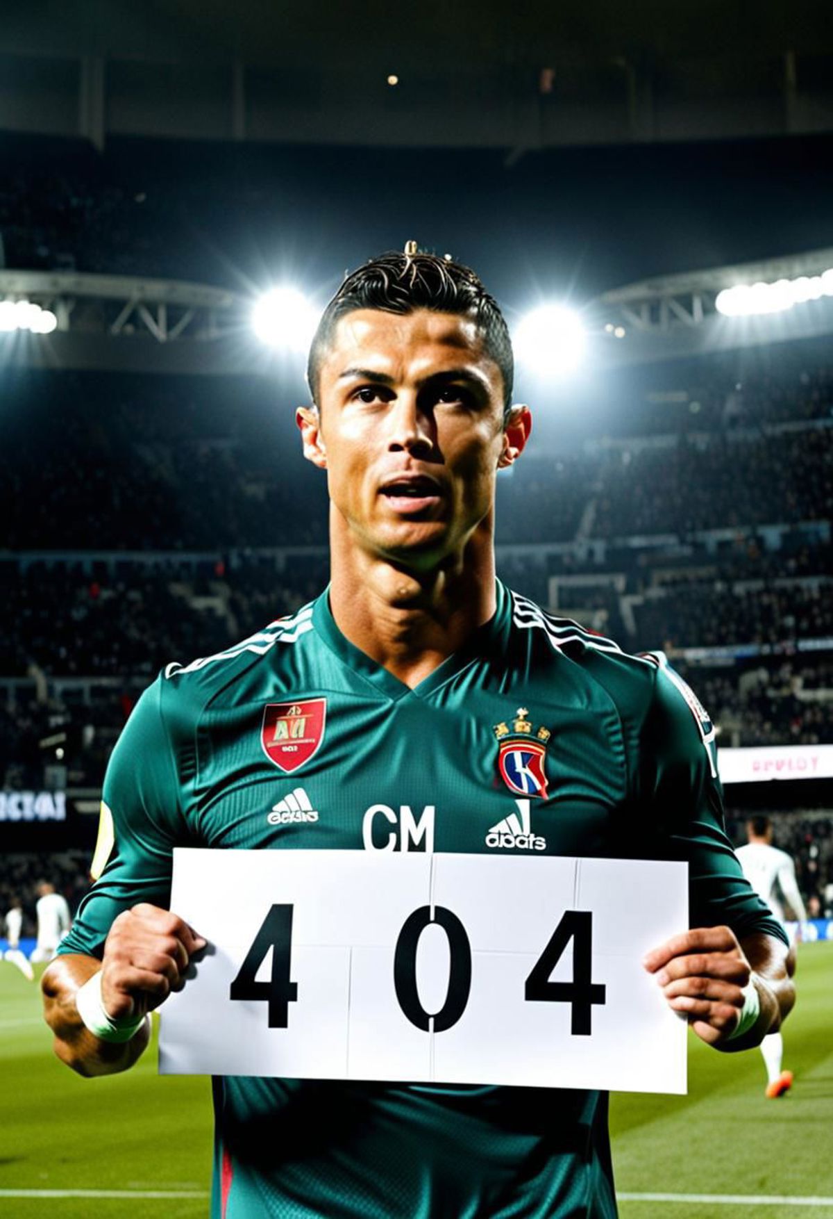 Soccer Player Holding a 401 Sign in Front of a Crowd