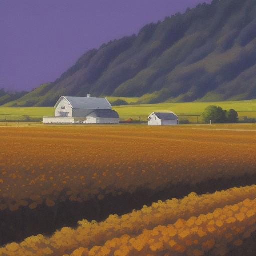 A farm.
Ink. 
orange and purple and white- epic