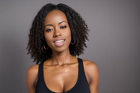 a portrait of DEN_jezabel_vessir in front of a [plain black background] wearing a black tank top, collarbone, [headshot], [centre frame], looking at the camera, facing the camera,
mouth open tongue out and cross eyes, dynamic lighting
photorealistic, high detail, detailed, masterpiece, 8k, highres, flawless, colour, professional