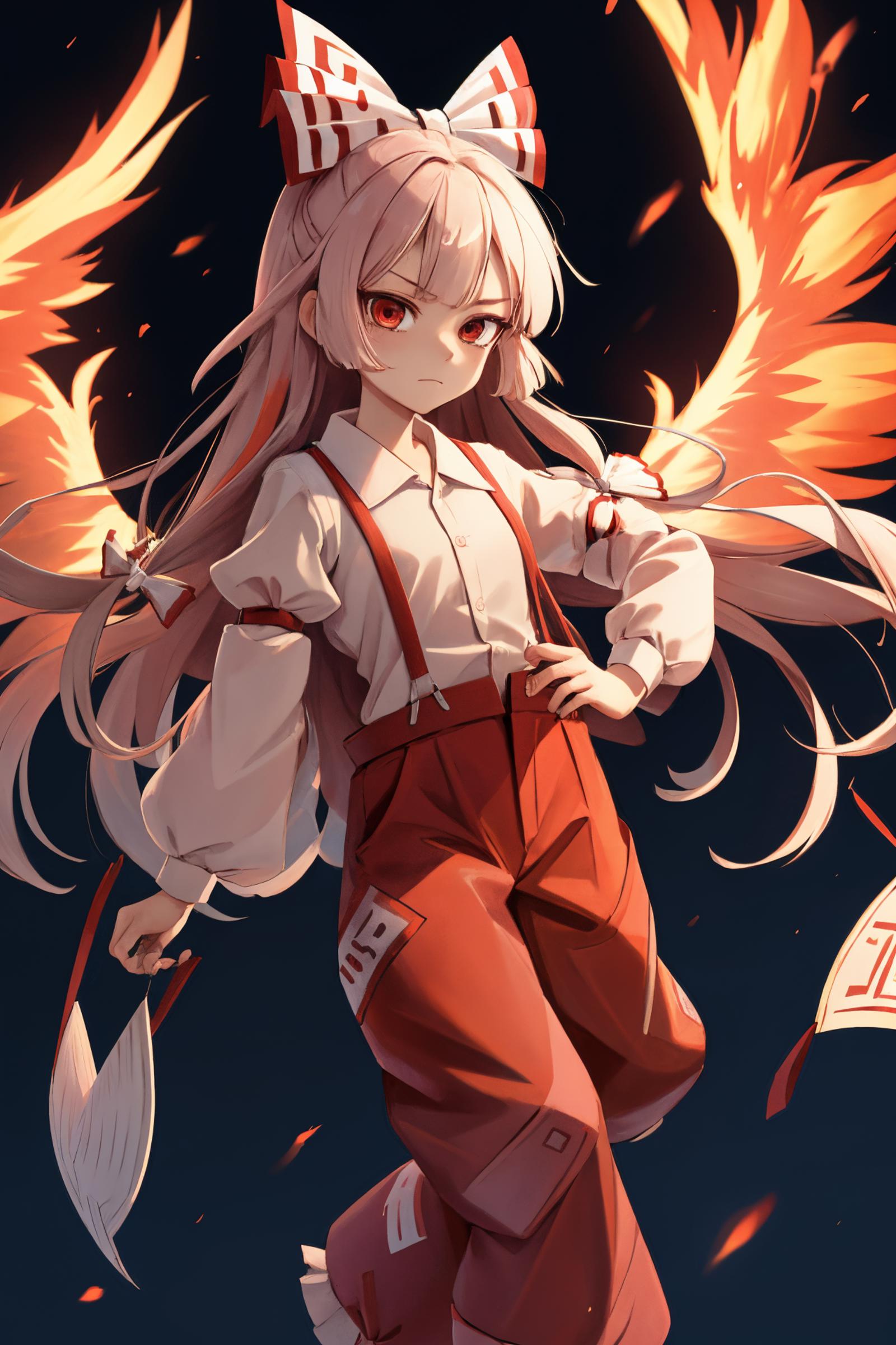 fujiwara no mokou (touhou) 藤原妹红 东方project image by lechuckai500