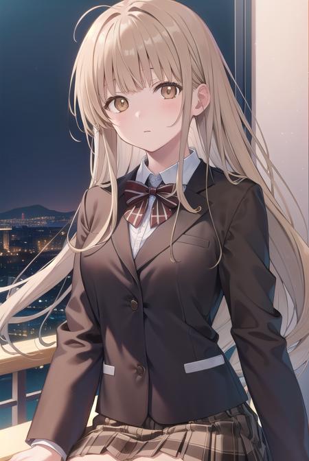 mahirushiina, <lora:mahirushiina-lora-nochekaiser:1>,
mahiru shiina, blonde hair, (brown eyes:1.7), long hair, 
BREAK black footwear, black pantyhose, blazer, bow, bowtie, collar, collared shirt, jacket, pantyhose, plaid, plaid skirt, pleated skirt, red bow, red bowtie, school uniform, shirt, shoes, skirt,
BREAK looking at viewer, full body,
BREAK indoors, classroom,
BREAK <lyco:GoodHands-beta2:1>, (masterpiece:1.2), best quality, high resolution, unity 8k wallpaper, (illustration:0.8), (beautiful detailed eyes:1.6), extremely detailed face, perfect lighting, extremely detailed CG, (perfect hands, perfect anatomy),