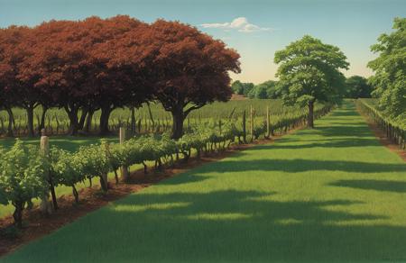 style of Roger Dean, arboretum ,vineyard ,plot ,garden ,thicket ,yard ,